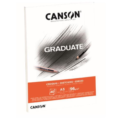 CANSON Graduate Sketching - Blocco - A5 - 40 fogli - bianco